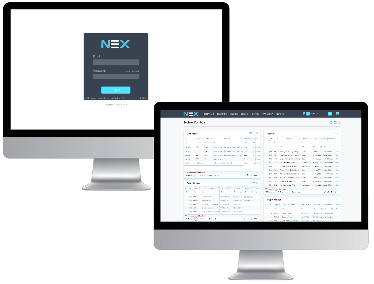 NEX login+dashboard