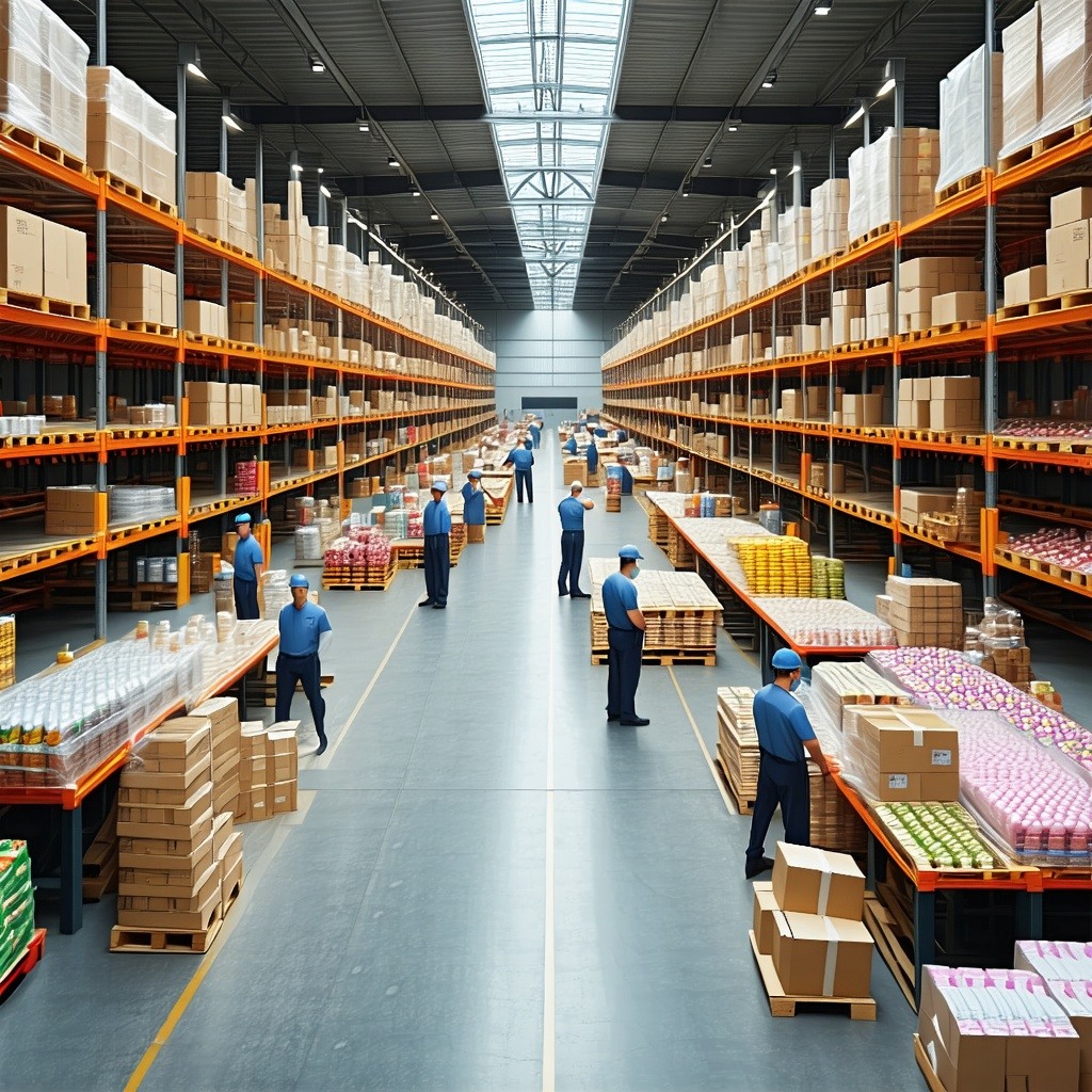 a food trading company warehouse with employees working-1